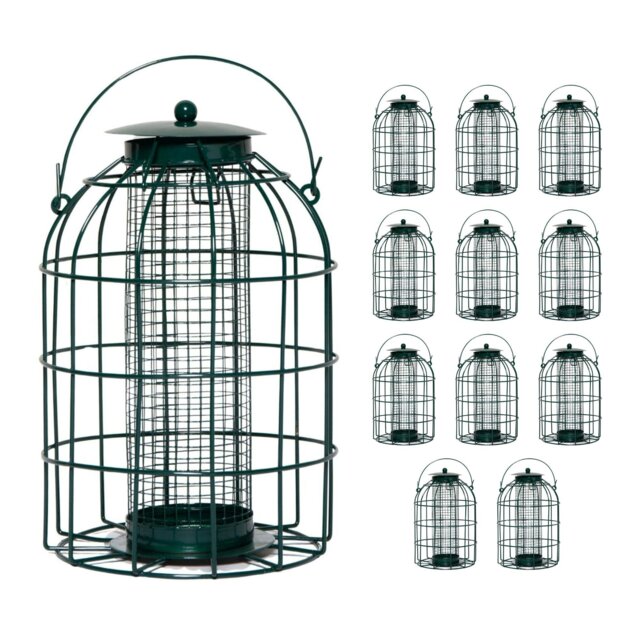 Rackhams Pack of 12 Wild Bird Hanging Nut Feeder with Squirrel Guard - image 1