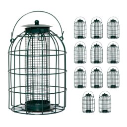 Rackhams Pack of 12 Wild Bird Hanging Nut Feeder with Squirrel Guard
