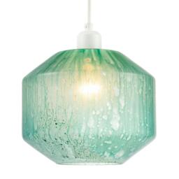Rackhams Modern Aqua Teal Reactive Mottled Glass Pendant Ceiling Light Shade - thumbnail 2