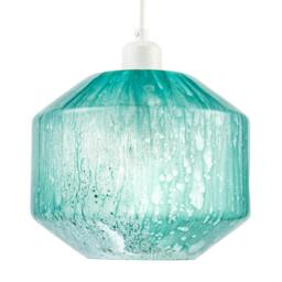 Rackhams Modern Aqua Teal Reactive Mottled Glass Pendant Ceiling Light Shade - thumbnail 4