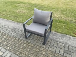 Rackhams Aluminium 7 Seater Garden Furniture Outdoor Patio Sofa Set with Rectangular Coffee Table Armchair Side Table Dark Grey - thumbnail 5