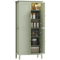Rackhams 176.5 cm Tall Freestanding Pantry Storage Cabinet with 4 Doors Green - White - thumbnail 2