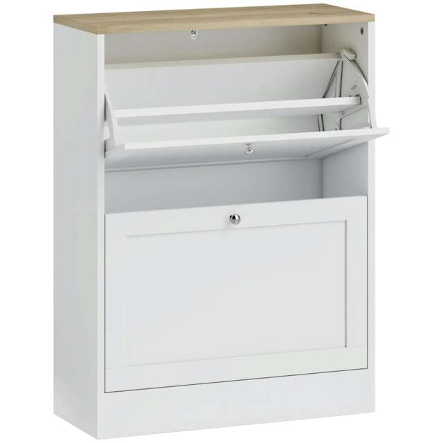 Rackhams Two Flip Drawer Shoe Cabinet - White