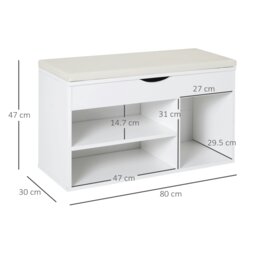 Rackhams Wooden Shoes Cabinet Bench Hidden Storage Padded Seat Organiser White - thumbnail 3