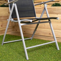 Rackhams Outdoor Garden Patio Multi Position Reclining Folding Chair in Black and Silver - thumbnail 5