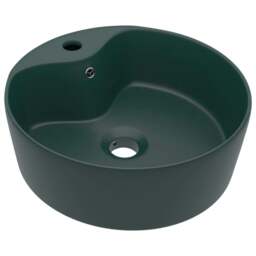 Rackhams Luxury Wash Basin with Overflow Matt Dark Green 36x13 cm Ceramic - thumbnail 2