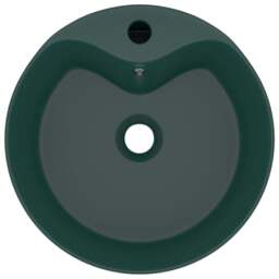 Rackhams Luxury Wash Basin with Overflow Matt Dark Green 36x13 cm Ceramic - thumbnail 3