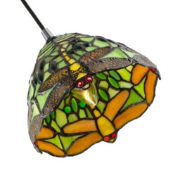 Rackhams Dragonfly Themed Green Stained Glass Tiffany Pendant Lighting Shade with Beads - thumbnail 4