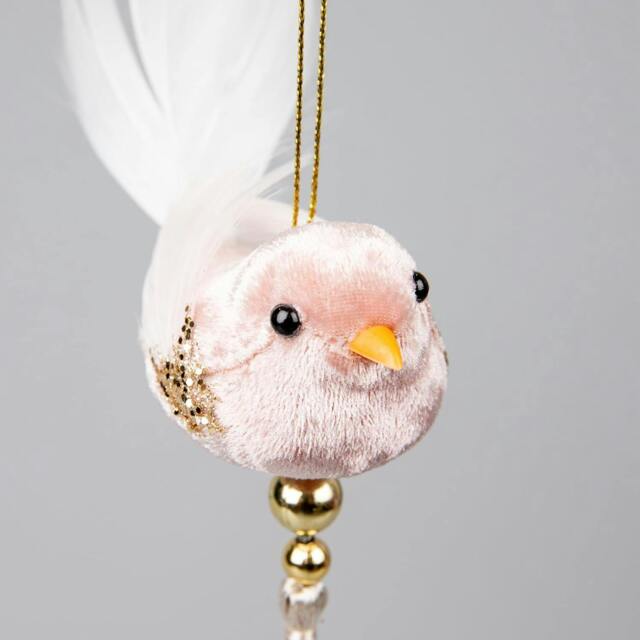 Rackhams 7 x 13 cm Pink Robin Hanging Christmas Decoration for Tree, Wreath or Garland - image 1