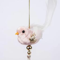 Rackhams 7 x 13 cm Pink Robin Hanging Christmas Decoration for Tree, Wreath or Garland - thumbnail 3