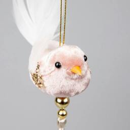 Rackhams 7 x 13 cm Pink Robin Hanging Christmas Decoration for Tree, Wreath or Garland - thumbnail 1