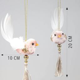 Rackhams 7 x 13 cm Pink Robin Hanging Christmas Decoration for Tree, Wreath or Garland - thumbnail 4