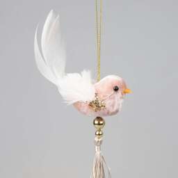 Rackhams 7 x 13 cm Pink Robin Hanging Christmas Decoration for Tree, Wreath or Garland - thumbnail 2