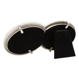 Rackhams Double Heart Silver Picture Frame with Square Etched Diamante Crystals - thumbnail 4