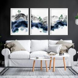Rackhams Wall picture for living room - set of 3 Japanese art prints - A4 8.27 x 11.69 in / 21 x 29.7 cm - Satin Photo paper 280 gsm - Black Frame - thumbnail 3