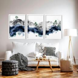 Rackhams Wall picture for living room - set of 3 Japanese art prints - A4 8.27 x 11.69 in / 21 x 29.7 cm - Satin Photo paper 280 gsm - Black Frame - thumbnail 2
