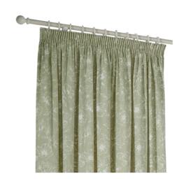 Rackhams Bella Lined Floral Pencil Pleat Curtains - Sage - 229cm x 229cm - Sage - 100% Cotton - thumbnail 2