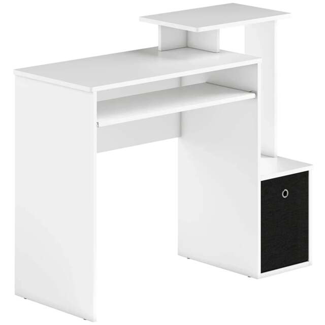 Rackhams Computer Desk with Sliding Keyboard Tray Storage Drawer Shelf Home Office Workstation White - image 1