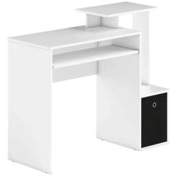 Rackhams Computer Desk with Sliding Keyboard Tray Storage Drawer Shelf Home Office Workstation White - thumbnail 1