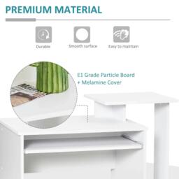 Rackhams Computer Desk with Sliding Keyboard Tray Storage Drawer Shelf Home Office Workstation White - thumbnail 6
