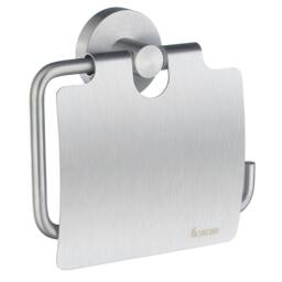 Rackhams Brushed Chrome Toilet Roll Holder with Lid