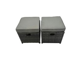 Rackhams 10 Seater Wicker PE Rattan Furniture Outdoor Dining Table Double Seat Sofa 4 Stools Set Dark Grey Mixed - thumbnail 6