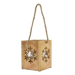 Rackhams Wooden Snowflake Tealight Holder - Brown - Brown - 14cm x 14cm x 14cm - 100% Mixed