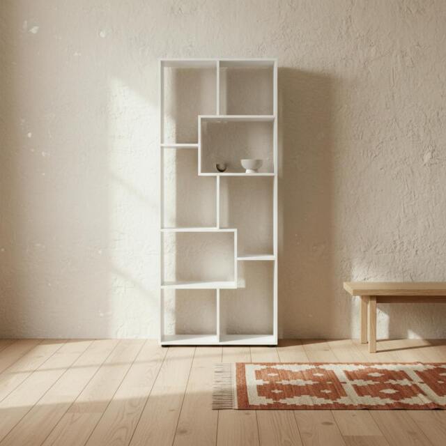 Rackhams Lolesa Wood White Tall 8 Cube Bookcase Room Divider With Freestanding Shelving 70 x 24 x 178 cm - image 1