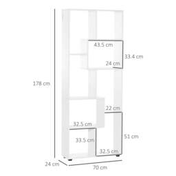 Rackhams Lolesa Wood White Tall 8 Cube Bookcase Room Divider With Freestanding Shelving 70 x 24 x 178 cm - thumbnail 4