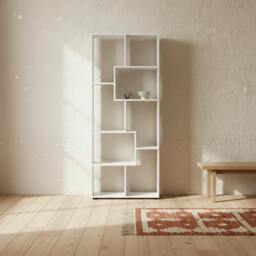 Rackhams Lolesa Wood White Tall 8 Cube Bookcase Room Divider With Freestanding Shelving 70 x 24 x 178 cm