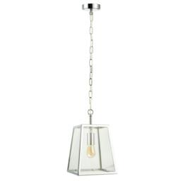 Rackhams Classic Lantern Pendant Lamp in Polished Chrome with Clear Glass Sides - thumbnail 1
