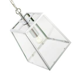 Rackhams Classic Lantern Pendant Lamp in Polished Chrome with Clear Glass Sides - thumbnail 3