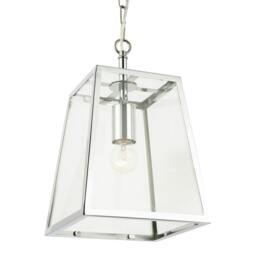 Rackhams Classic Lantern Pendant Lamp in Polished Chrome with Clear Glass Sides - thumbnail 4