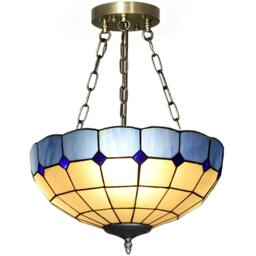 Rackhams Ceiling Light, Vintage Tiffany Style Chandelier with 3 E27 Sockets - Orange and white - thumbnail 3