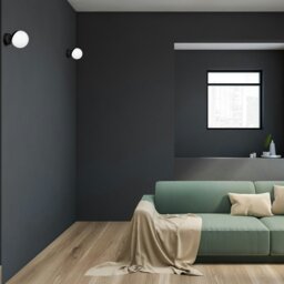 Rackhams Sfera Designer Wall Lamp Hand Made Scandi Style Minimalistic Matt Black And White Glass - thumbnail 1