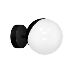 Rackhams Sfera Designer Wall Lamp Hand Made Scandi Style Minimalistic Matt Black And White Glass - thumbnail 3