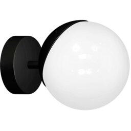 Rackhams Sfera Designer Wall Lamp Hand Made Scandi Style Minimalistic Matt Black And White Glass - thumbnail 2