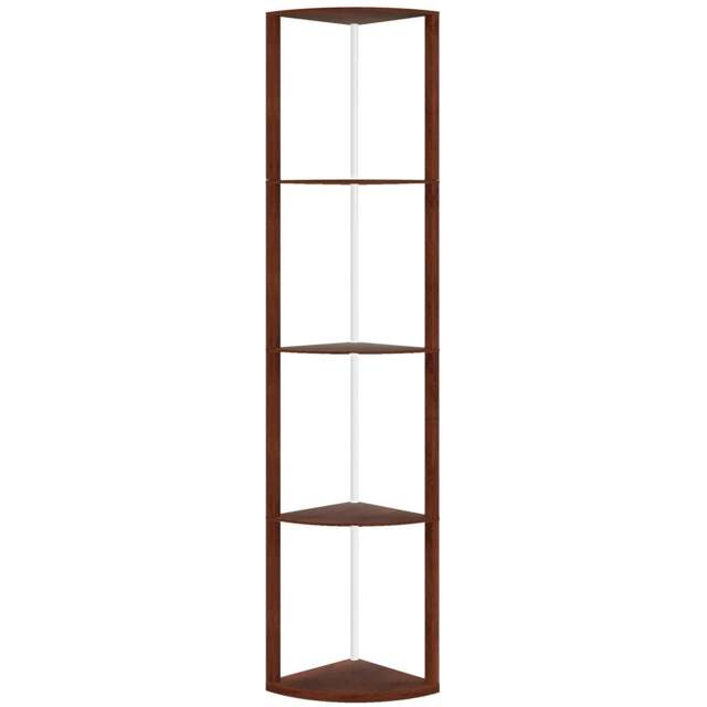 Rackhams RGB Standing Lamp with Shelves, 4-Tier LED Floor Lamp with Multiple Lighting Modes, Brown