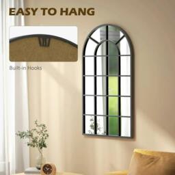Rackhams 110 x 65 cm Arched Decorative Wall Mirror for Bedroom Living Room, Modern Window Bathroom Mirror for Home Decor - thumbnail 6