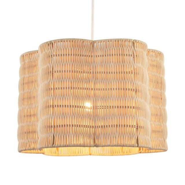 Rackhams Classic Scallop Edged Natural Rattan Wicker Pendant Lighting Shade - image 1