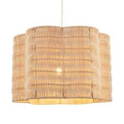 Rackhams Classic Scallop Edged Natural Rattan Wicker Pendant Lighting Shade - thumbnail 1