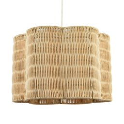 Rackhams Classic Scallop Edged Natural Rattan Wicker Pendant Lighting Shade - thumbnail 2