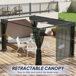 Rackhams 3 x 4m Pergola with Retractable Roof and Netting, Dark Grey - Khaki - Aluminium, Metal, Polyester, Nylon - 397L x 297W x 225Hcm - thumbnail 4