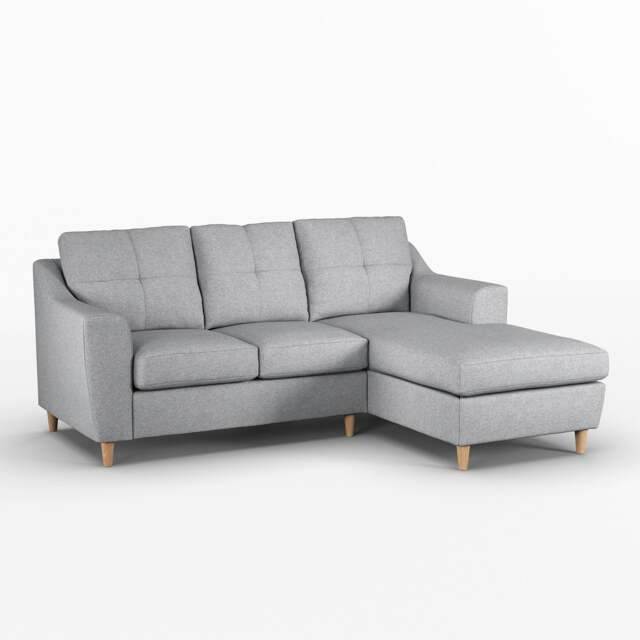 Rackhams Baxter Fabric L Shaped 3 Seater Corner Sofa With Chaise - Silver - Right Hand Facing - image 1