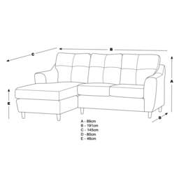 Rackhams Baxter Fabric L Shaped 3 Seater Corner Sofa With Chaise - Silver - Right Hand Facing - thumbnail 4