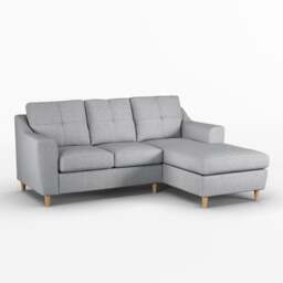 Rackhams Baxter Fabric L Shaped 3 Seater Corner Sofa With Chaise - Silver - Right Hand Facing - thumbnail 1