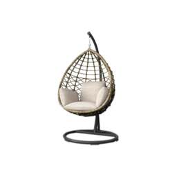 Rackhams Kye Rattan Garden Hanging Egg Chair with Stand, Indoor/ Outdoor Furniture - Style 2 With Black Stand - thumbnail 3