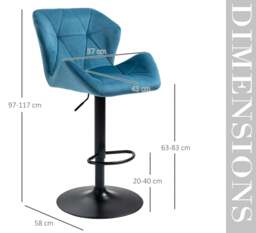 Rackhams Set of 2 Grey Velvet Bar Stools Adjustable Swivel Breakfast Chairs with Footrest & Metal Base - thumbnail 2
