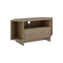 Rackhams Modern Viva Corner TV Unit Shelf up to 36 Inch TVs Push to Open Storage Cabinet, 3 Open Shelf Media Centre 95.7(W)cm - Sandstone - thumbnail 2