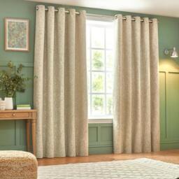 Rackhams Nature Grantley Jacquard Eyelet Curtains - Natural - 168cm x 137cm - Natural - 100% Polyester - thumbnail 1